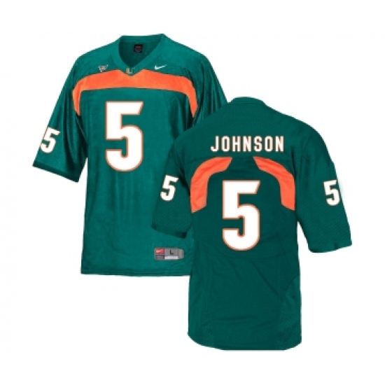 Miami Hurricanes 5 Andre Johnson Green College Football Jersey - Ujersey