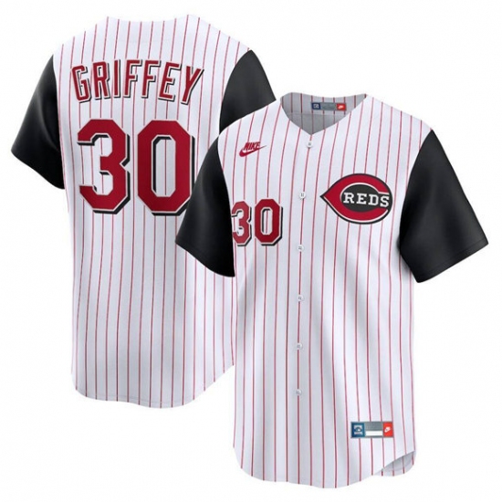 Men's Cincinnati Reds #30 Ken Griffey Jr. White Cooperstown Collection Limited Stitched Baseball Jersey - Ujersey