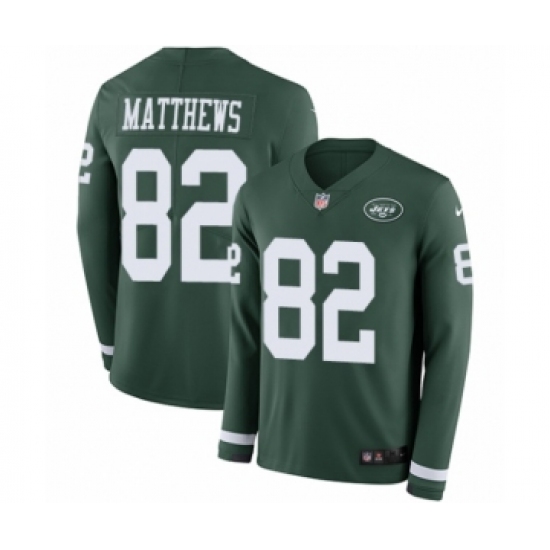 Youth Nike New York Jets #82 Rishard Matthews Limited Green Therma Long Sleeve NFL Jersey - Ujersey