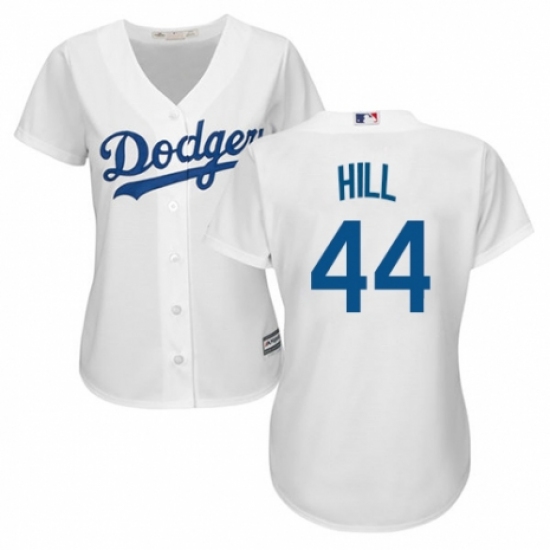 Women's Majestic Los Angeles Dodgers #44 Rich Hill Authentic White Home Cool Base MLB Jersey - Ujersey