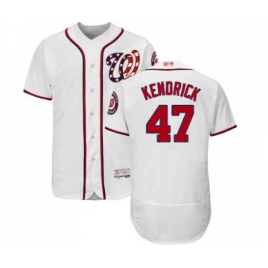 Men's Washington Nationals #47 Howie Kendrick White Home Flex Base Authentic Collection Baseball Jersey - Ujersey