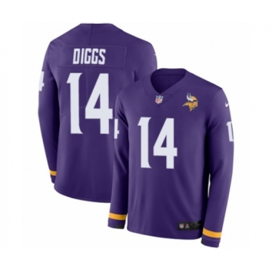 Men's Nike Minnesota Vikings #14 Stefon Diggs Limited Purple Therma Long Sleeve NFL Jersey - Ujersey