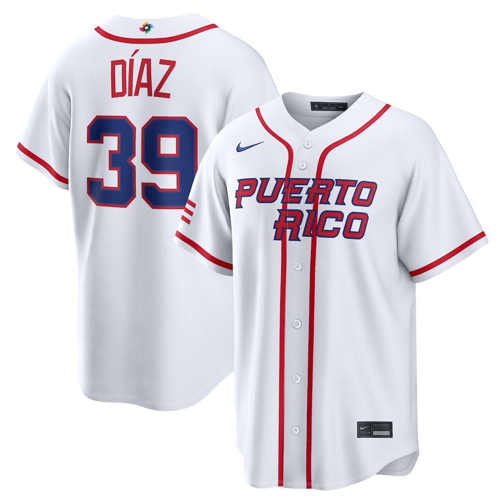 Men's Puerto Rico Baseball Edwin Díaz Nike White 2026 World Baseball Classic Home Stadium Jersey - ujerseystore