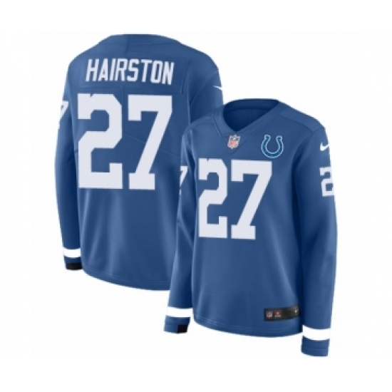Women's Nike Indianapolis Colts #27 Nate Hairston Limited Blue Therma Long Sleeve NFL Jersey - Ujersey