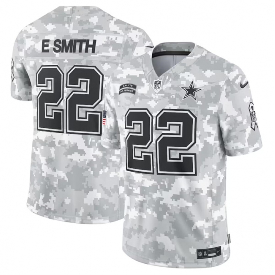 Men's Dallas Cowboys #22 Emmitt Smith 2024 Arctic Camo Salute To Service Limited Stitched Football Jersey - Ujersey