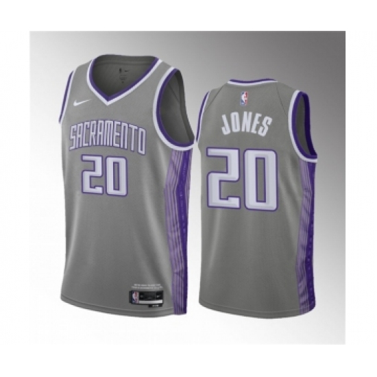 Men's Sacramento Kings #20 Colby Jones Gray 2023 Draft City Edition Stitched Jersey - Ujersey