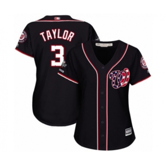 Women's Washington Nationals #3 Michael Taylor Authentic Navy Blue Alternate 2 Cool Base 2019 World Series Champions Baseball Jersey - Ujersey