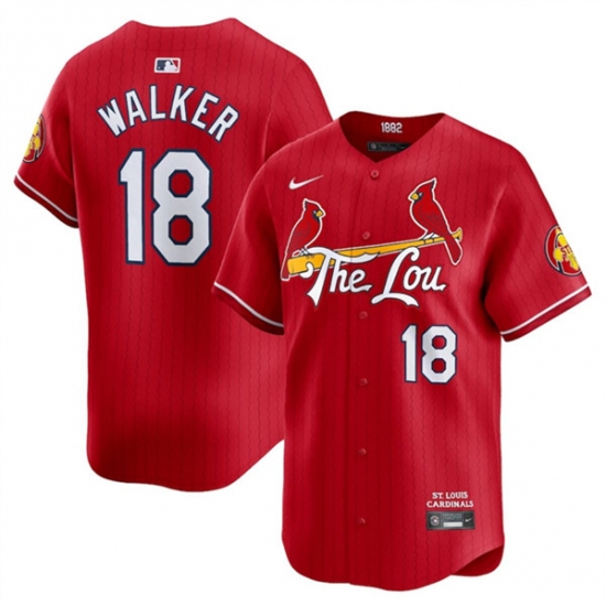 Men's St. Louis Cardinals #18 Jordan Walker Red 2024 City Connect Limited Stitched Baseball Jersey - Ujersey