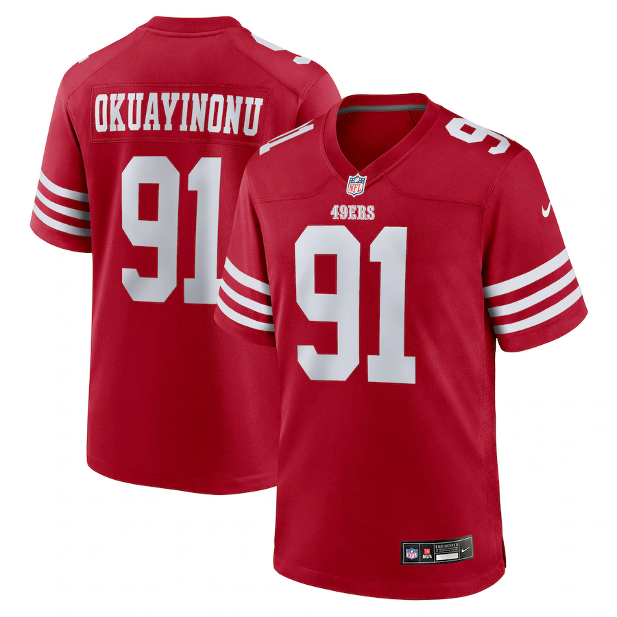 Men's San Francisco 49ers Sam Okuayinonu Nike Scarlet Team Game Jersey - Ujersey
