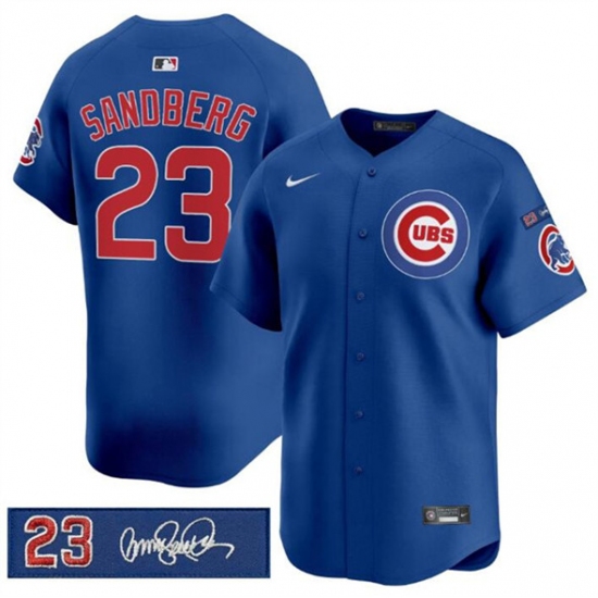 Men's Chicago Cubs #23 Ryne Sandberg Royal 'Ryne Sandberg Tribute' Vapor Limited V3 Stitched Baseball Jersey - Ujersey