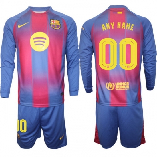 Men FC Barcelona 2026 Soccer Jerseys Red Long CUSTOM (2)