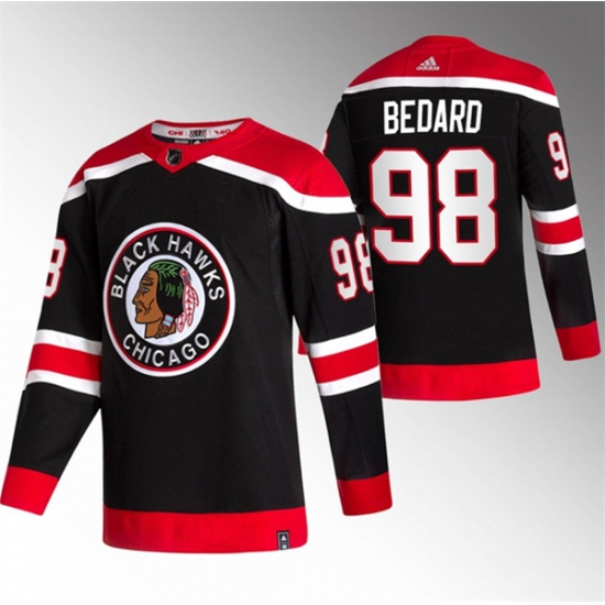 Men's Chicago Blackhawks #98 Connor Bedard Black Stitched Hockey Jersey - Ujersey