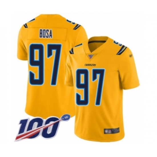 Men's Nike Los Angeles Chargers #97 Joey Bosa Limited Gold Inverted Legend 100th Season NFL Jersey - Ujersey