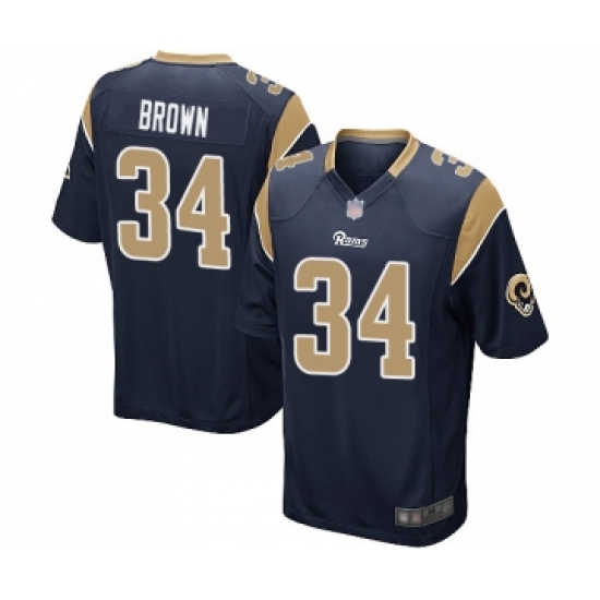 Men's Los Angeles Rams #34 Malcolm Brown Game Navy Blue Team Color Football Jersey - Ujersey