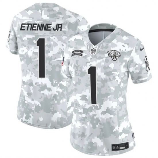 Women's Jacksonville Jaguars #1 Travis Etienne Jr. 2024 F.U.S.E Arctic Camo Salute To Service Limited Stitched Football Jersey(Run Small) - Ujersey