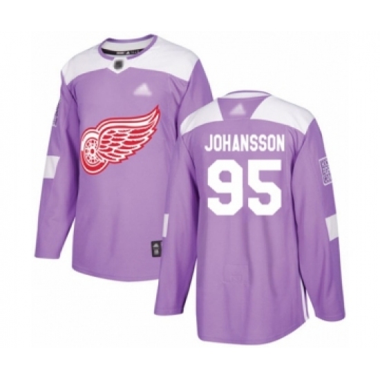 Youth Detroit Red Wings #95 Albert Johansson Authentic Purple Fights Cancer Practice Hockey Jersey - Ujersey