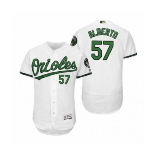 Men's Orioles #57 Hanser Alberto White Turn Back the Clock Earth Day Throwback Jersey
