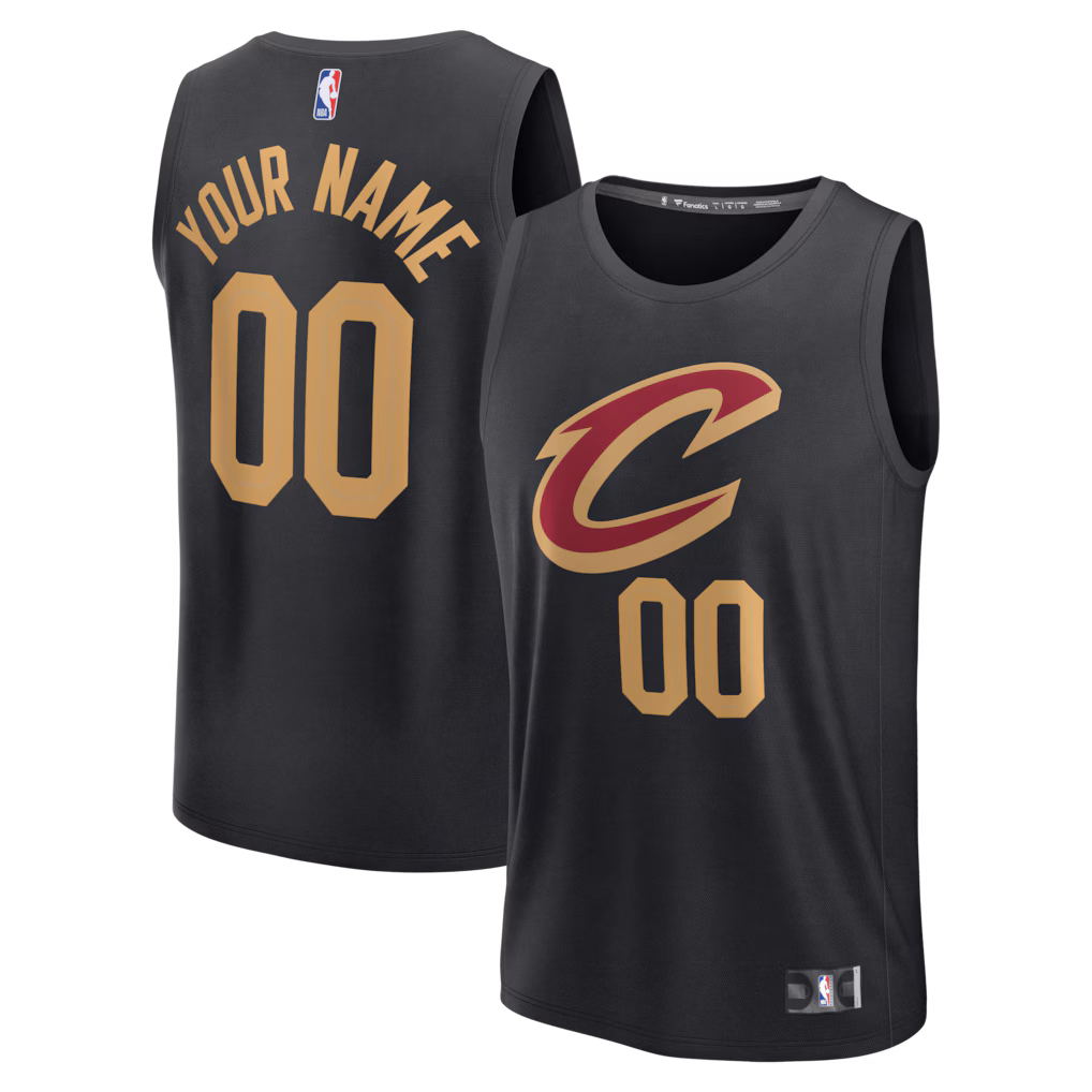 Youth Cleveland Cavaliers Fanatics Black Fast Break Custom Jersey - Statement Edition
