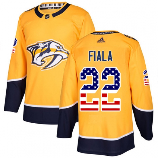Men's Adidas Nashville Predators #22 Kevin Fiala Authentic Gold USA Flag Fashion NHL Jersey - Ujersey