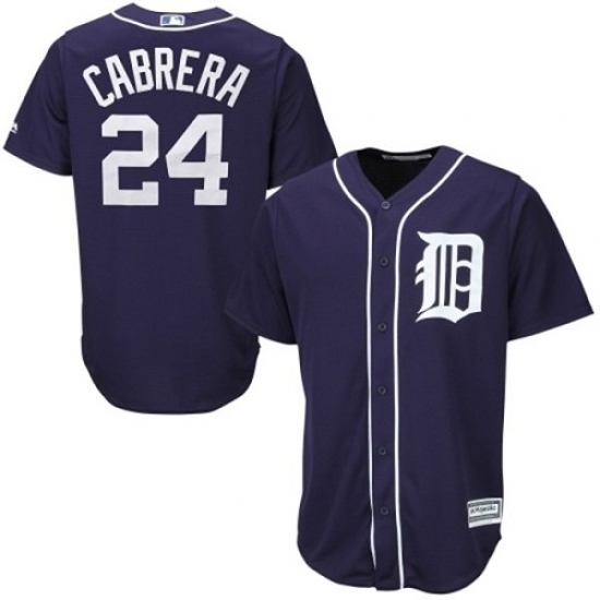 Youth Majestic Detroit Tigers #24 Miguel Cabrera Authentic Navy Blue Cool Base MLB Jersey - Ujersey