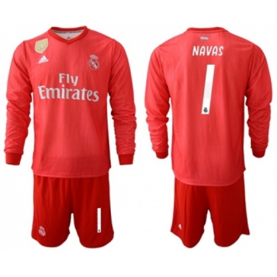 Real Madrid #1 Navas Third Long Sleeves Soccer Club Jersey