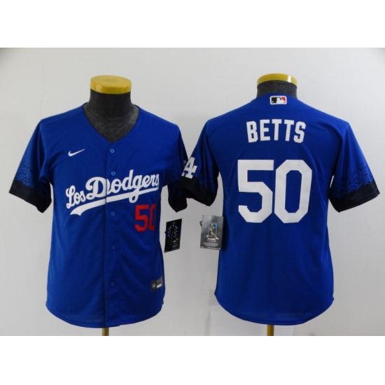 Youth Los Angeles Dodgers #50 Mookie Betts Blue City Player Jersey - Ujersey