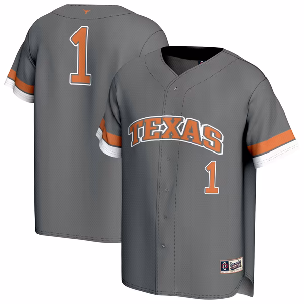 Youth GameDay Greats Gray Texas Longhorns Lightweight Collegiate Baseball Fashion Jersey
