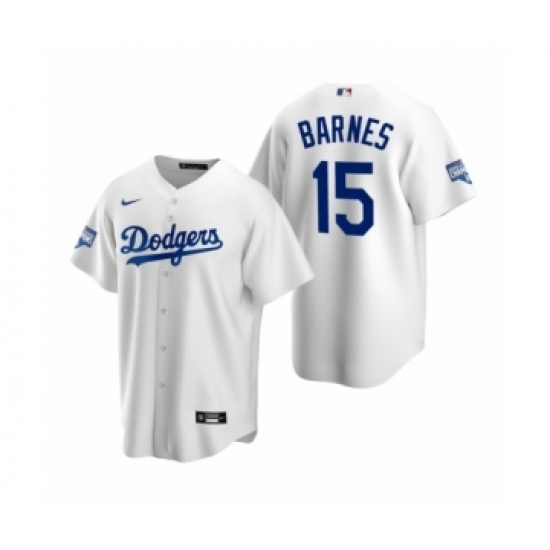 Men's Los Angeles Dodgers #15 Austin Barnes White 2020 World Series Champions Replica Jersey - Ujersey