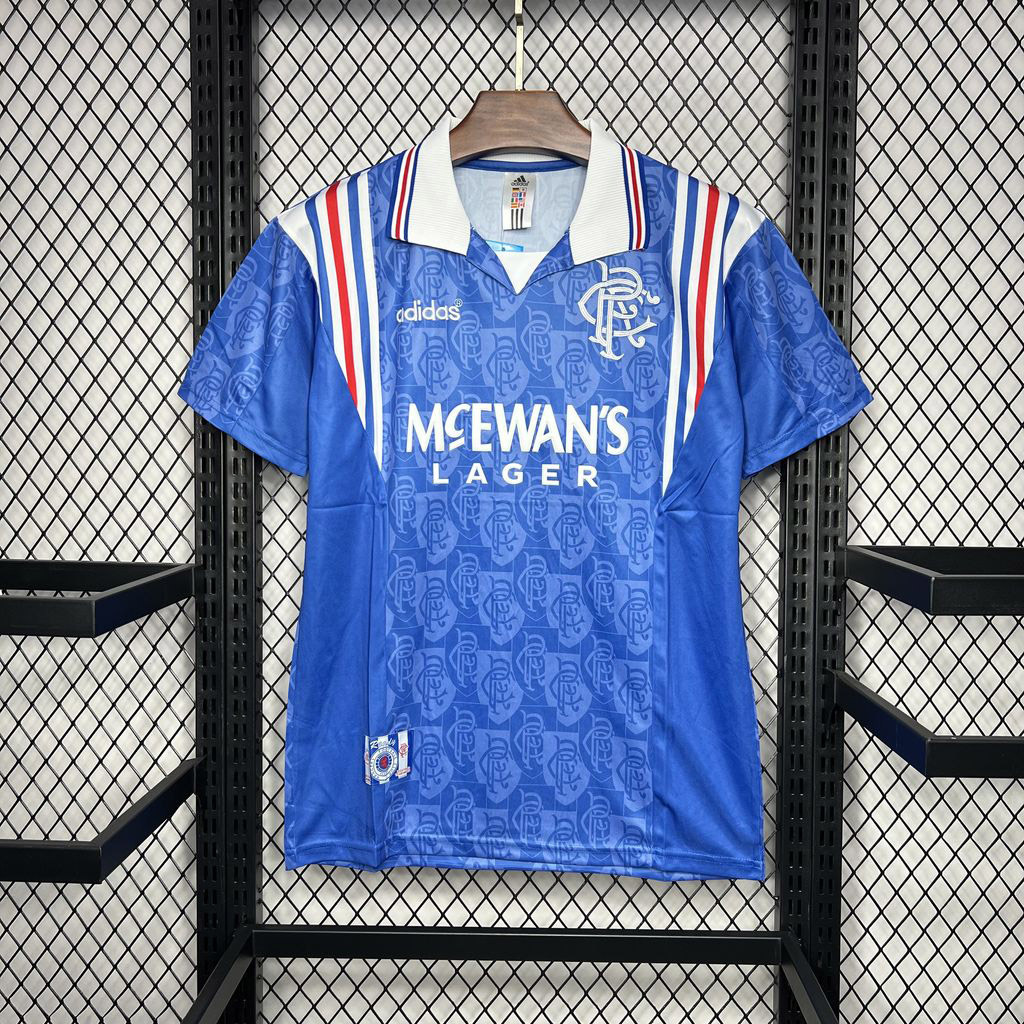 Rangers FC Retro Soccer Jersey Home Custom Shirt 1996-97 - ujerseystore