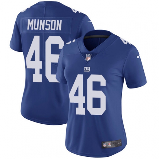 Women's Nike New York Giants #46 Calvin Munson Royal Blue Team Color Vapor Untouchable Limited Player NFL Jersey - Ujersey