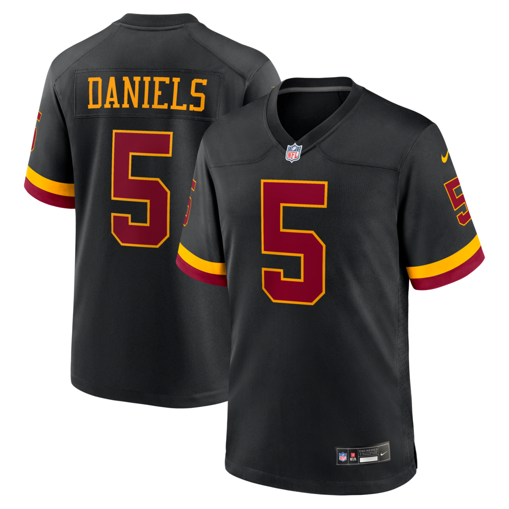 Men's Washington Commanders Jayden Daniels Nike Black Hail Raiser Alternate Game Jersey - U-jersey