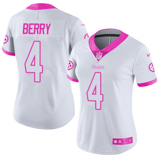 Women's Nike Pittsburgh Steelers #4 Jordan Berry Limited White/Pink Rush Fashion NFL Jersey - Ujersey