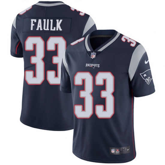Youth Nike New England Patriots #33 Kevin Faulk Navy Blue Team Color Vapor Untouchable Limited Player NFL Jersey - Ujersey