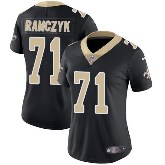Women's Nike New Orleans Saints #71 Ryan Ramczyk Black Team Color Vapor Untouchable Limited Player NFL Jersey - Ujersey