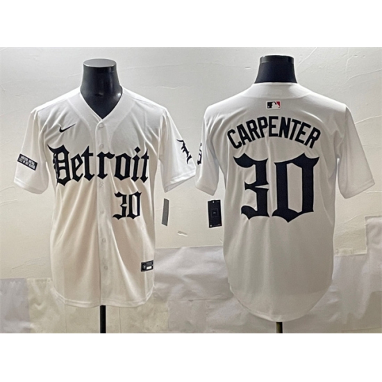 Men's Detroit Tigers #30 Kerry Carpenter White 'Motor Gothic Edition' Vapor Premier Limited Stitched Baseball Jersey - Ujersey
