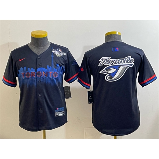 Youth Toronto Blue Jays Team Big Logo Navy 2025 World Series City Connect Limited Stitched Baseball Jersey - Ujersey