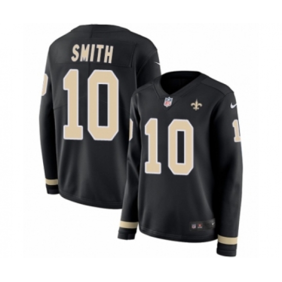 Women's Nike New Orleans Saints #10 Tre'Quan Smith Limited Black Therma Long Sleeve NFL Jersey - Ujersey