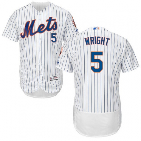 Men's Majestic New York Mets #5 David Wright White Home Flex Base Authentic Collection MLB Jersey - Ujersey