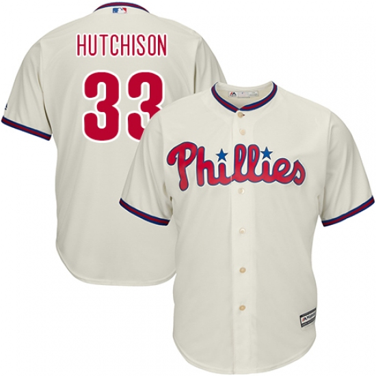Youth Majestic Philadelphia Phillies #33 Drew Hutchison Authentic Cream Alternate Cool Base MLB Jersey - Ujersey