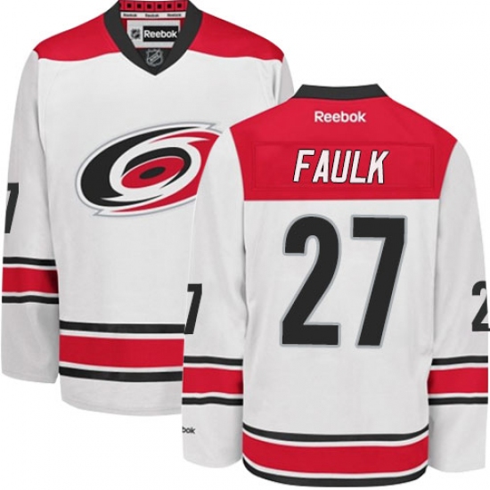 Women's Reebok Carolina Hurricanes #27 Justin Faulk Authentic White Away NHL Jersey - Ujersey