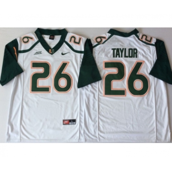 Miami Hurricanes 26 Sean Taylor White Nike College Football Jersey - Ujersey