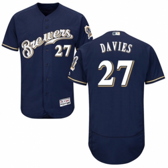 Men's Majestic Milwaukee Brewers #27 Zach Davies White Alternate Flex Base Authentic Collection MLB Jersey - Ujersey