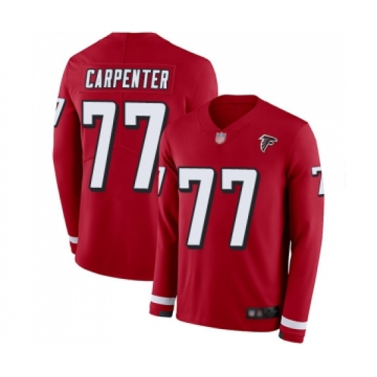 Youth Atlanta Falcons #77 James Carpenter Limited Red Therma Long Sleeve Football Jersey - Ujersey