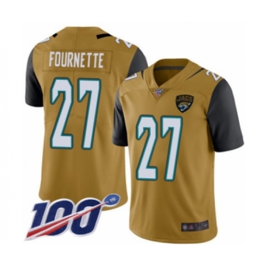 Men's Jacksonville Jaguars #27 Leonard Fournette Limited Gold Rush Vapor Untouchable 100th Season Football Jersey - Ujersey