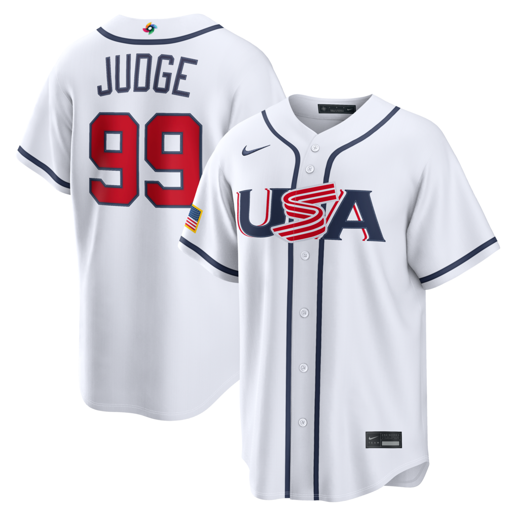 Men's USA Baseball Aaron Judge Nike White 2026 World Baseball Classic Home Stadium Jersey - U-jersey