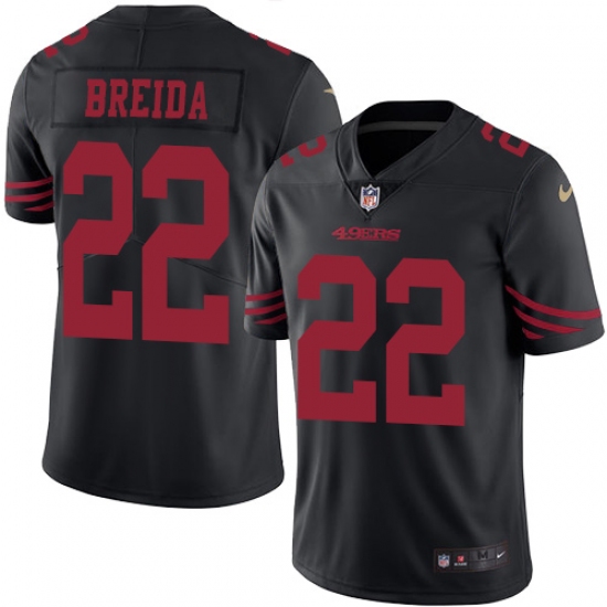 Men's Nike San Francisco 49ers #22 Matt Breida Limited Black Rush Vapor Untouchable NFL Jersey - Ujersey