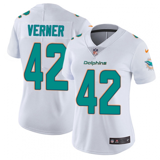 Women's Nike Miami Dolphins #42 Alterraun Verner White Vapor Untouchable Limited Player NFL Jersey - Ujersey