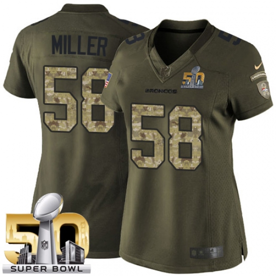 Women's Nike Denver Broncos #58 Von Miller Elite Green Salute to Service Super Bowl 50 Bound NFL Jersey - Ujersey