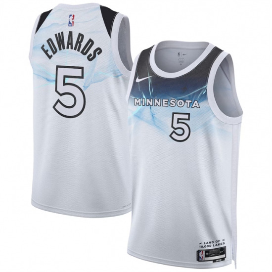 Men's Minnesota Timberwolves #5 Anthony Edwards White 2024-25 City Edition Stitched Jersey - Ujersey