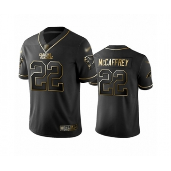 Men's Carolina Panthers #22 Christian McCaffrey Limited Black Golden Edition Football Jersey - Ujersey